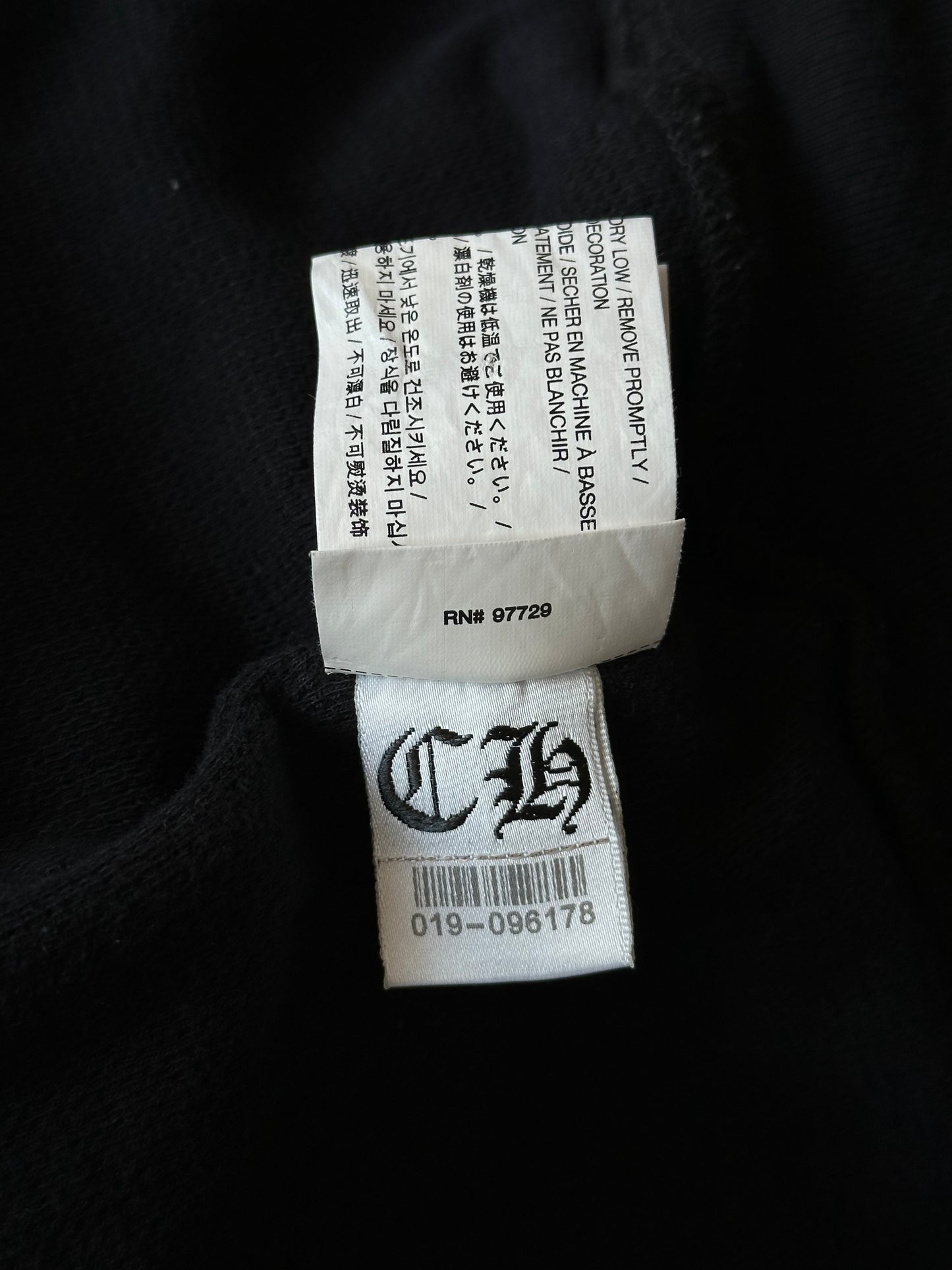 Chrome Hearts Black & White Script Logo Thermal Zip Up Hoodie