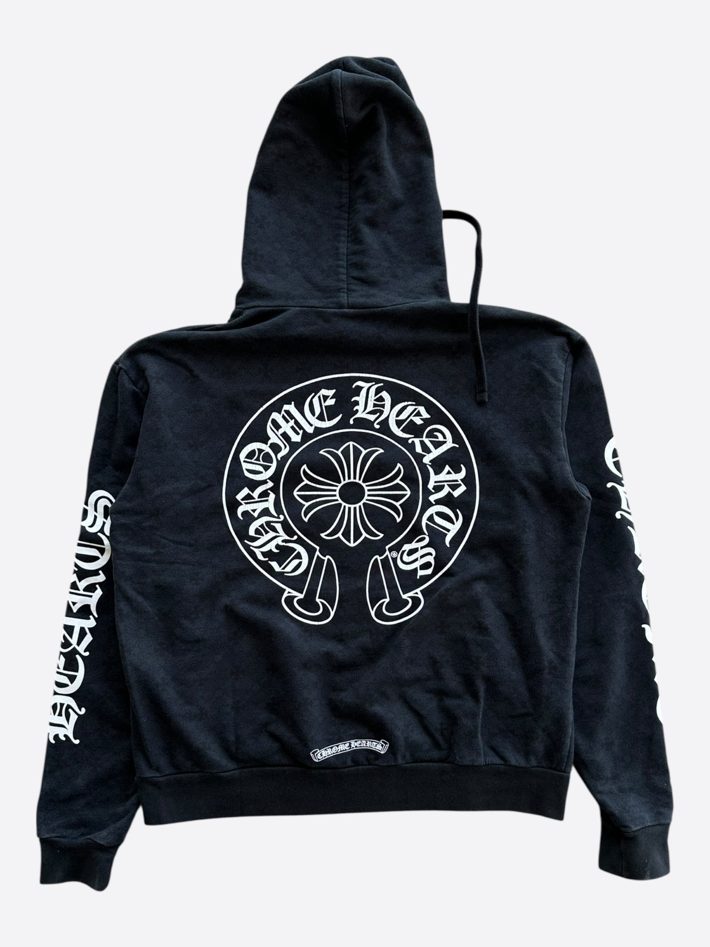 Chrome Hearts Black & White Cross Jacquard Horseshoe Logo Hoodie