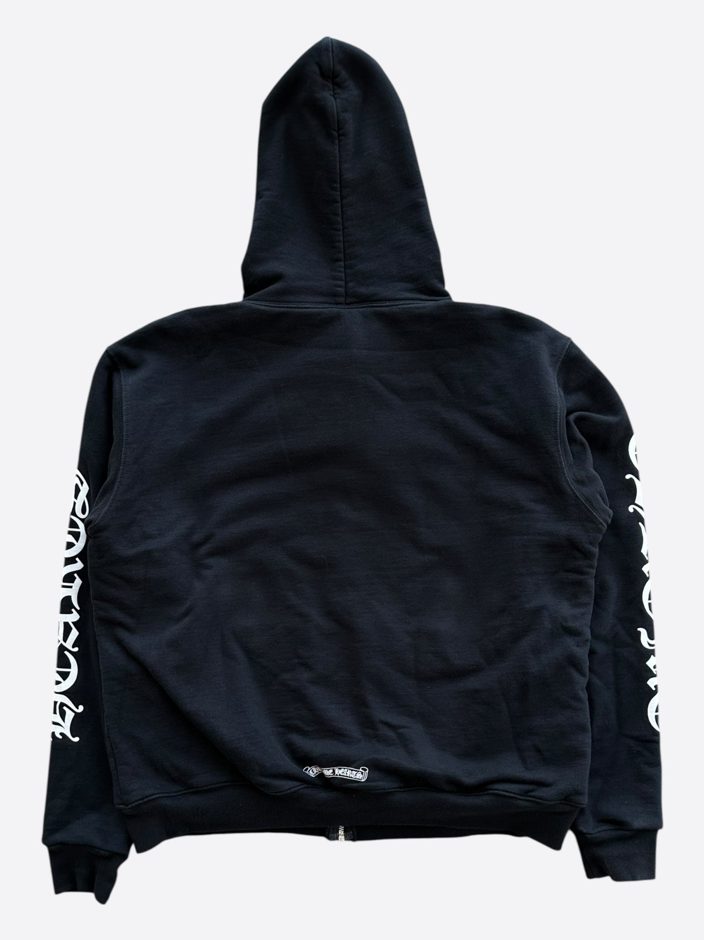 Chrome Hearts Black & White Script Logo Thermal Zip Up Hoodie