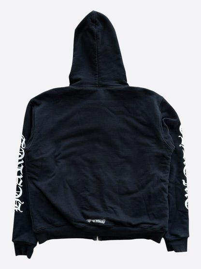 Chrome Hearts Black & White Script Logo Thermal Zip Up Hoodie