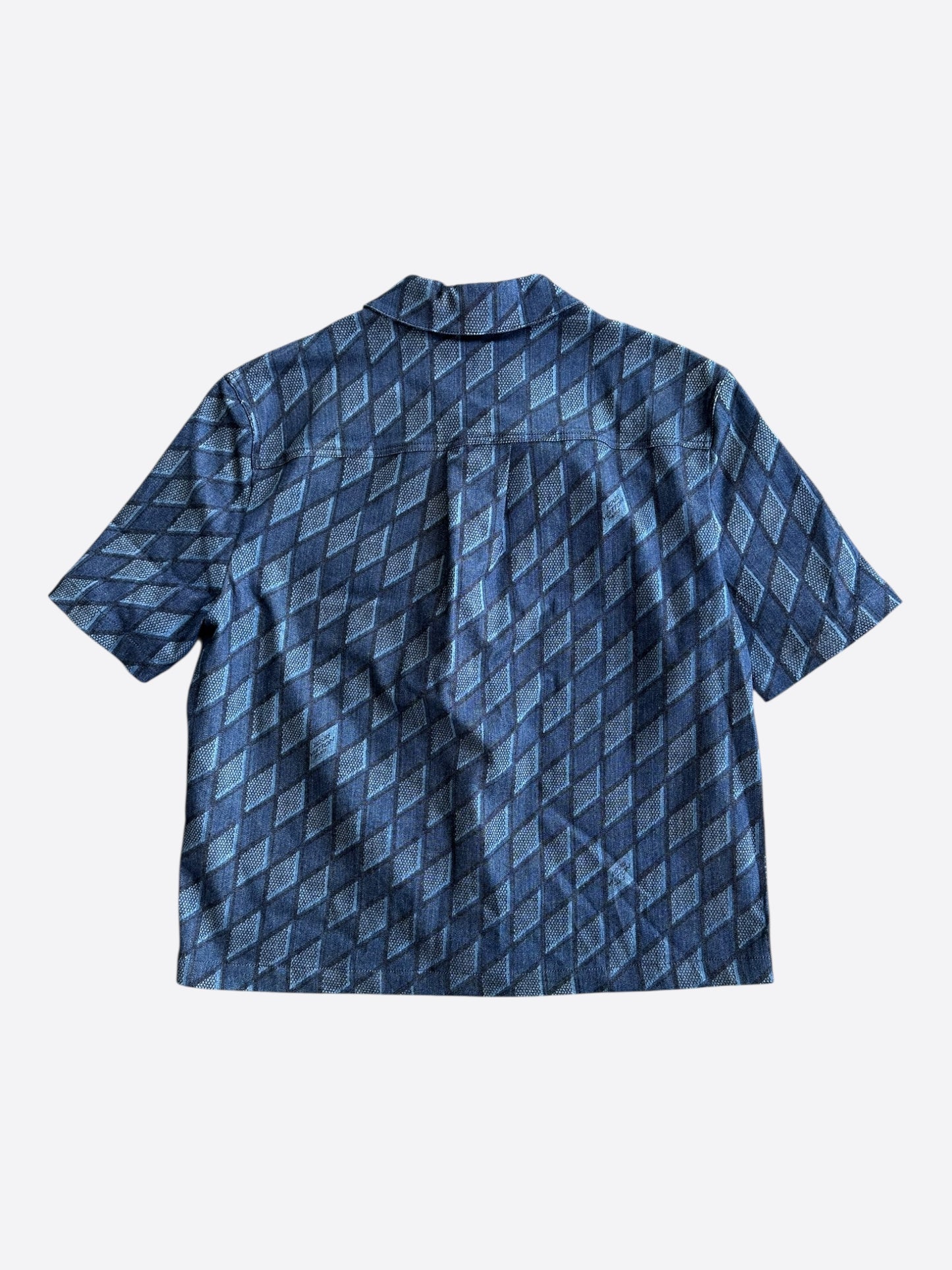 Louis Vuitton Blue Checkered Short Sleeve Button Up Shirt