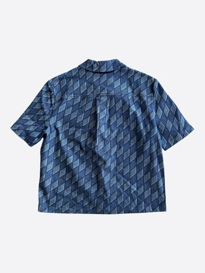 Louis Vuitton Blue Checkered Short Sleeve Button Up Shirt