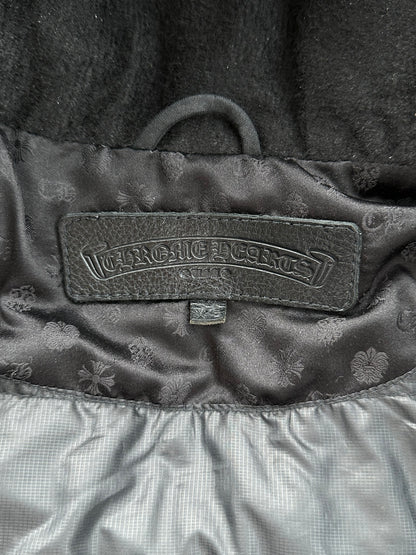 Chrome Hearts Black Leather Fleur Parka Jacket