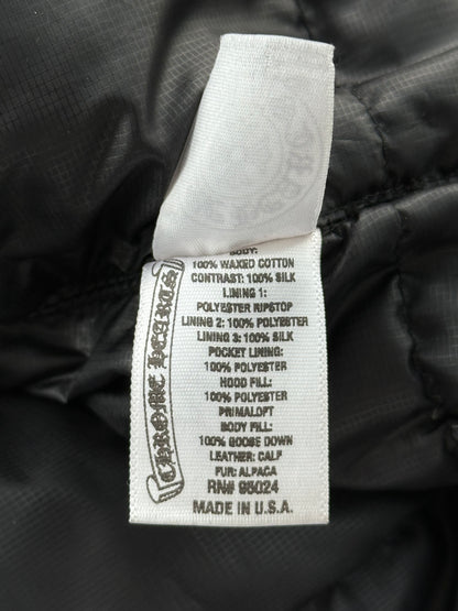 Chrome Hearts Black Leather Fleur Parka Jacket