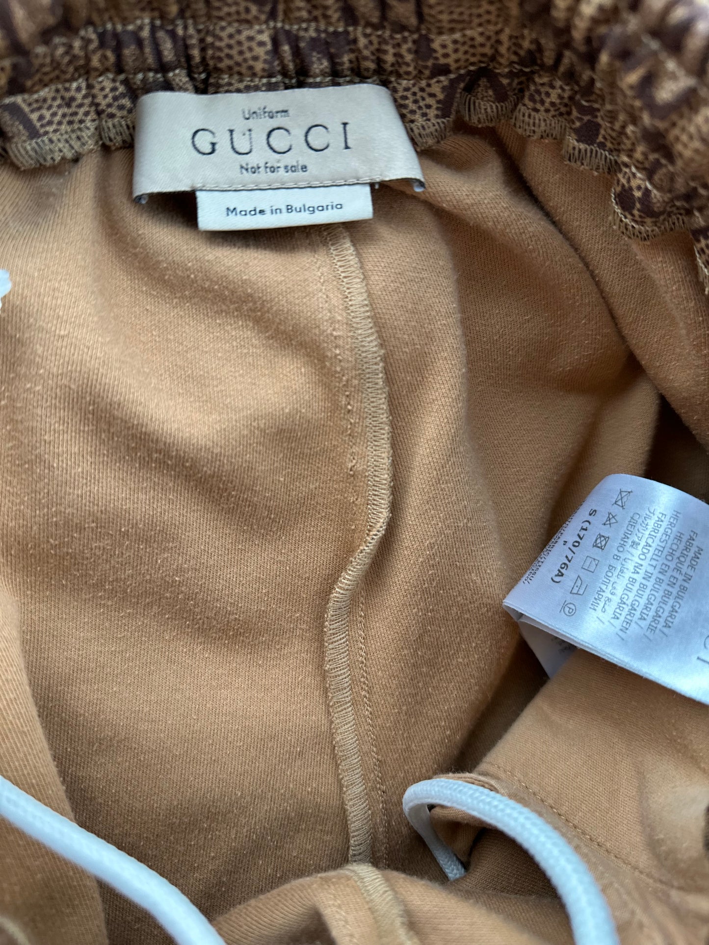 Gucci Tan Monogram Striped Track Pants