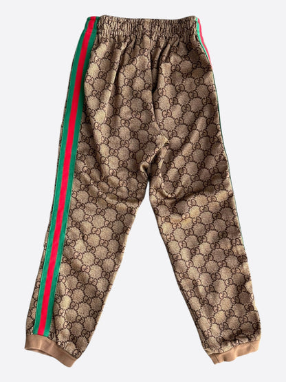Gucci Tan Monogram Striped Track Pants