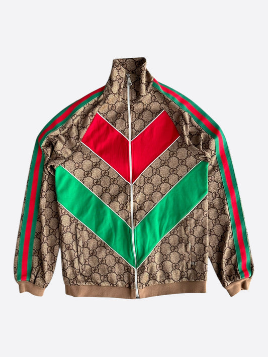 Gucci Tan Monogram Striped Track Jacket