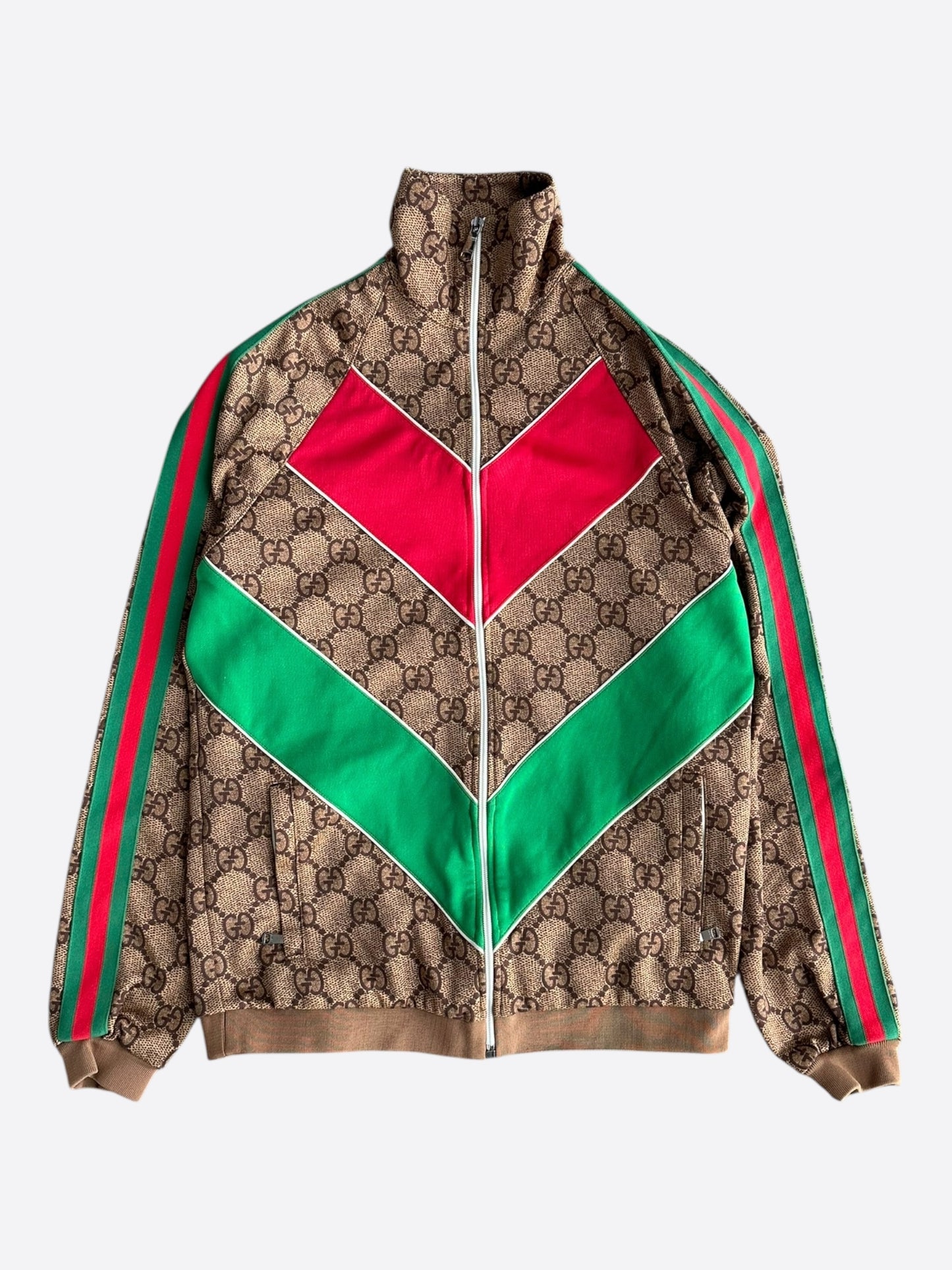 Gucci Tan Monogram Striped Track Jacket