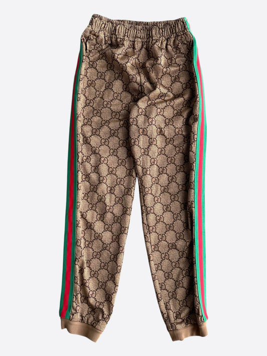 Gucci Tan Monogram Striped Track Pants