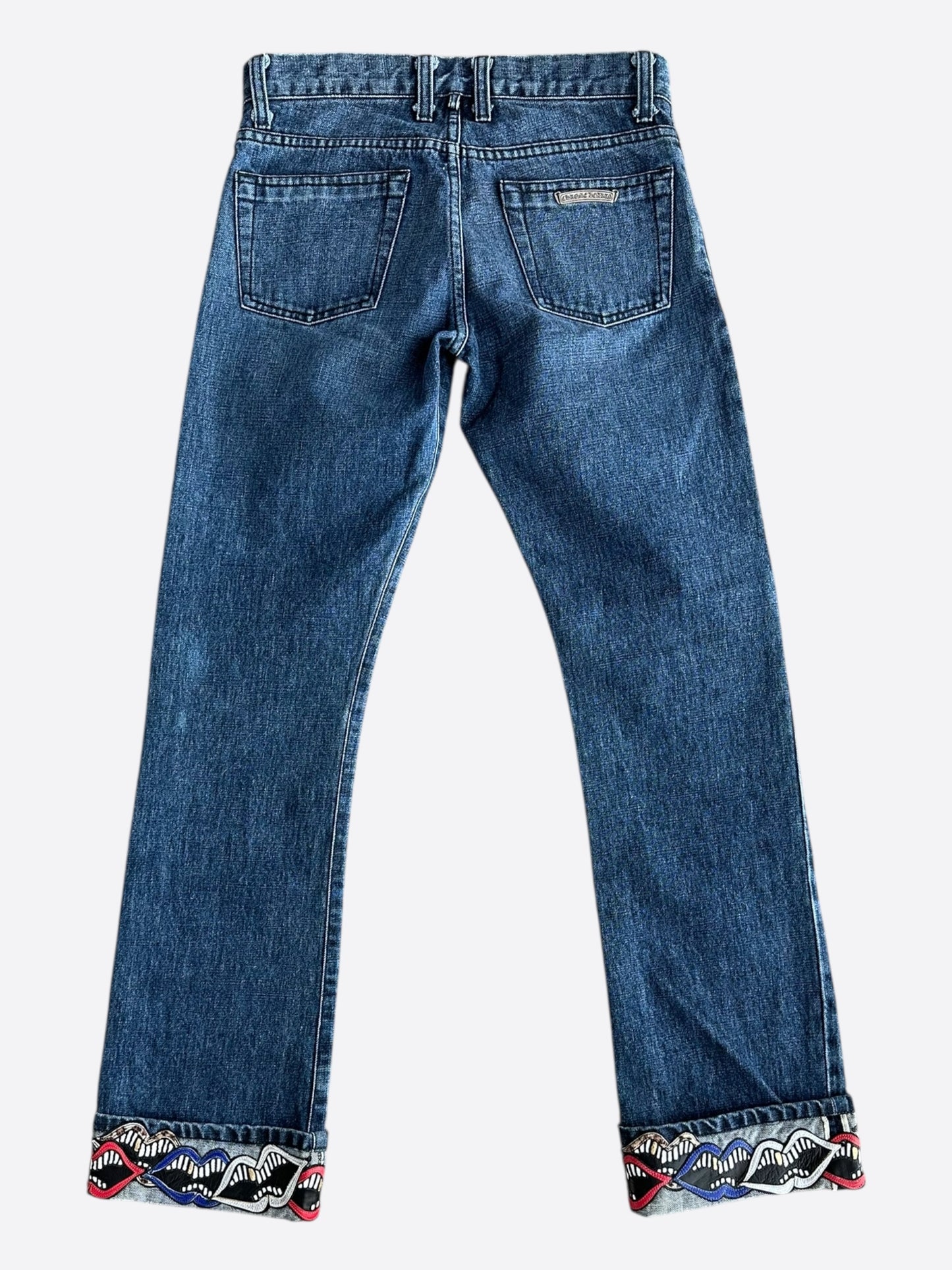 Chrome Hearts Matty Boy Blue & Multicolor Chomper Patch Jeans