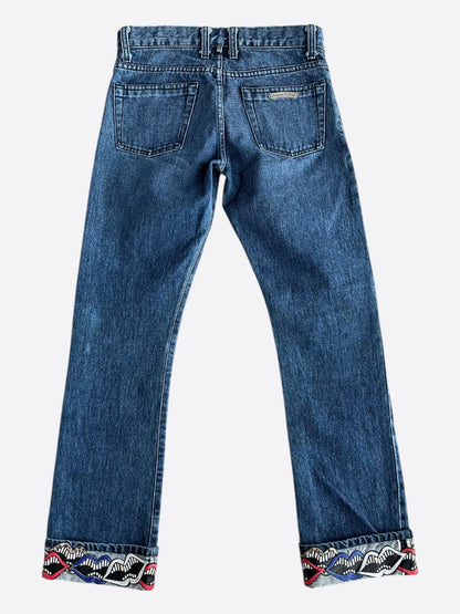 Chrome Hearts Matty Boy Blue & Multicolor Chomper Patch Jeans