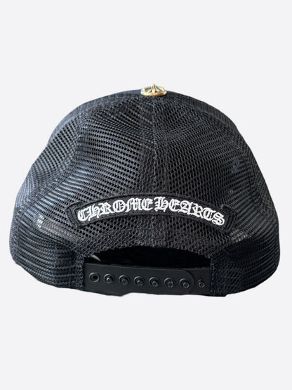 Chrome Hearts Black & White Ponyhair Triple Cross Patch Hat