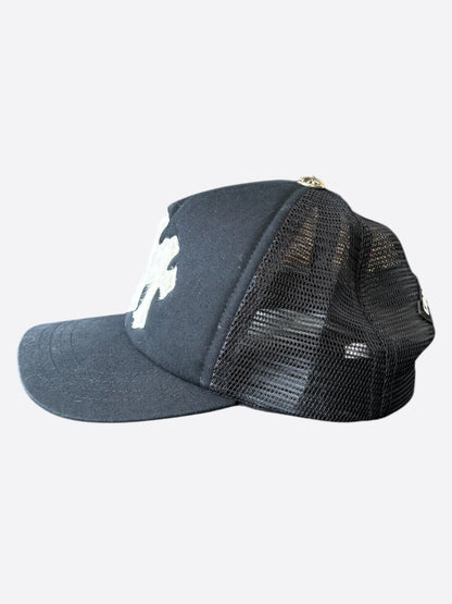 Chrome Hearts Black & White Ponyhair Triple Cross Patch Hat