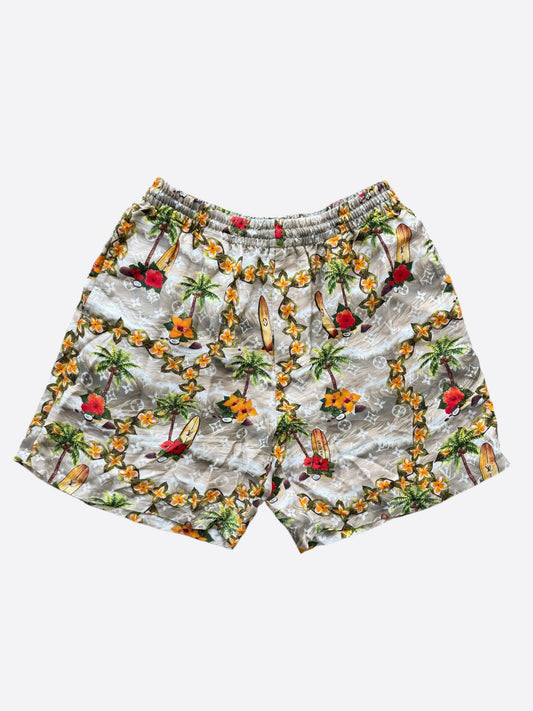 Louis Vuitton Beige Beach Monogram Silk Shorts
