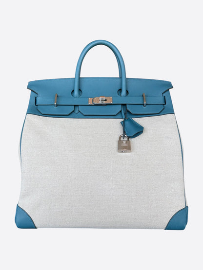 Hermes Blue Togo & Canvas HAC Birkin 40