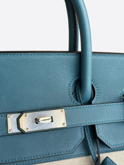 Hermes Blue Togo & Canvas HAC Birkin 40
