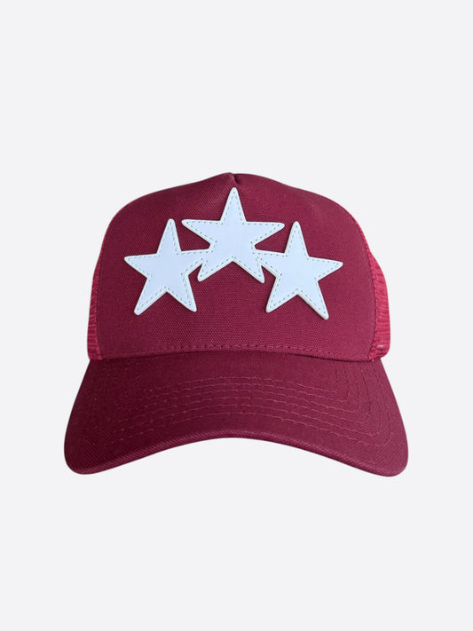 Amiri Burgundy & White Triple Star Trucker Hat