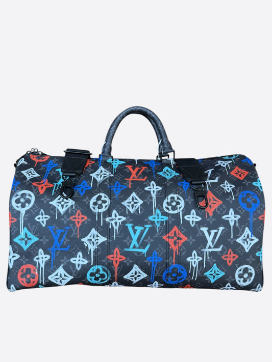 Louis Vuitton Black & Multicolor Graffiti Monogram Eclipse Keepall 50
