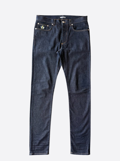 Dior Kaws Dark Blue Embroidered Bee Slim Jeans