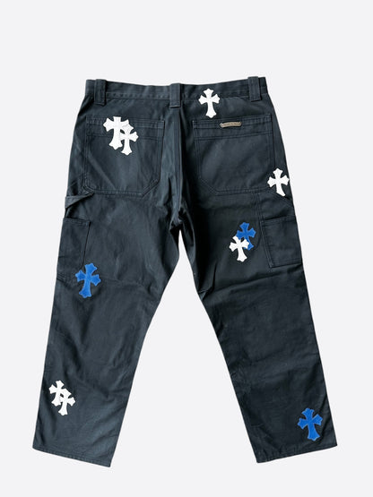 Chrome Hearts Black White & Blue Cross Patch Carpenter Pants