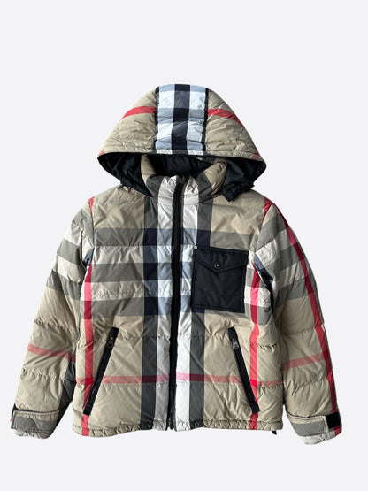 Burberry Tan Check & Black Reversible Puffer Jacket