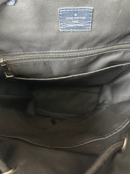 Louis Vuitton Navy Tapestry Monogram Christopher Backpack