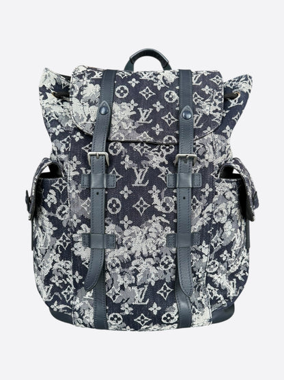 Louis Vuitton Navy Tapestry Monogram Christopher Backpack