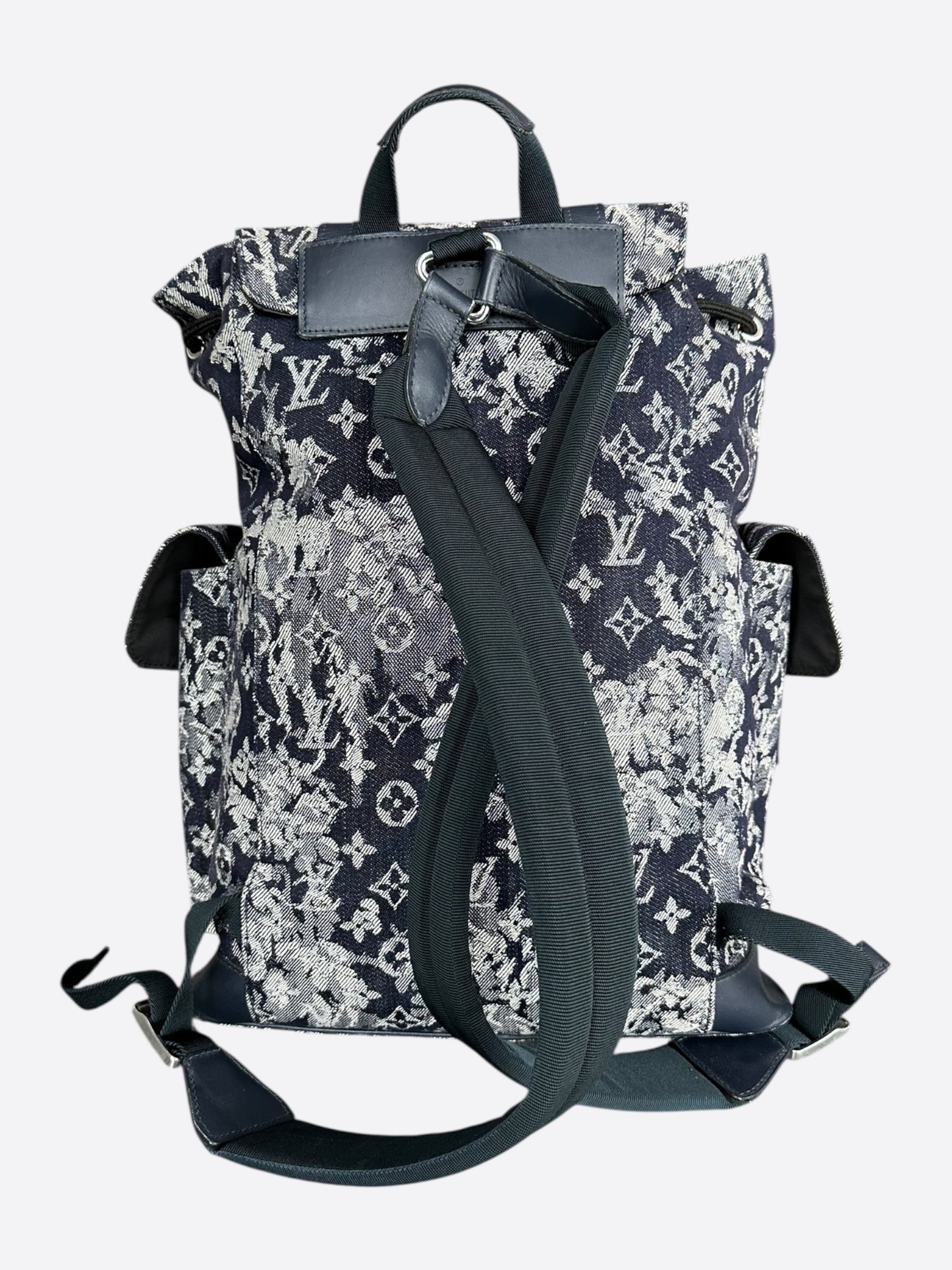 Louis Vuitton Navy Tapestry Monogram Christopher Backpack