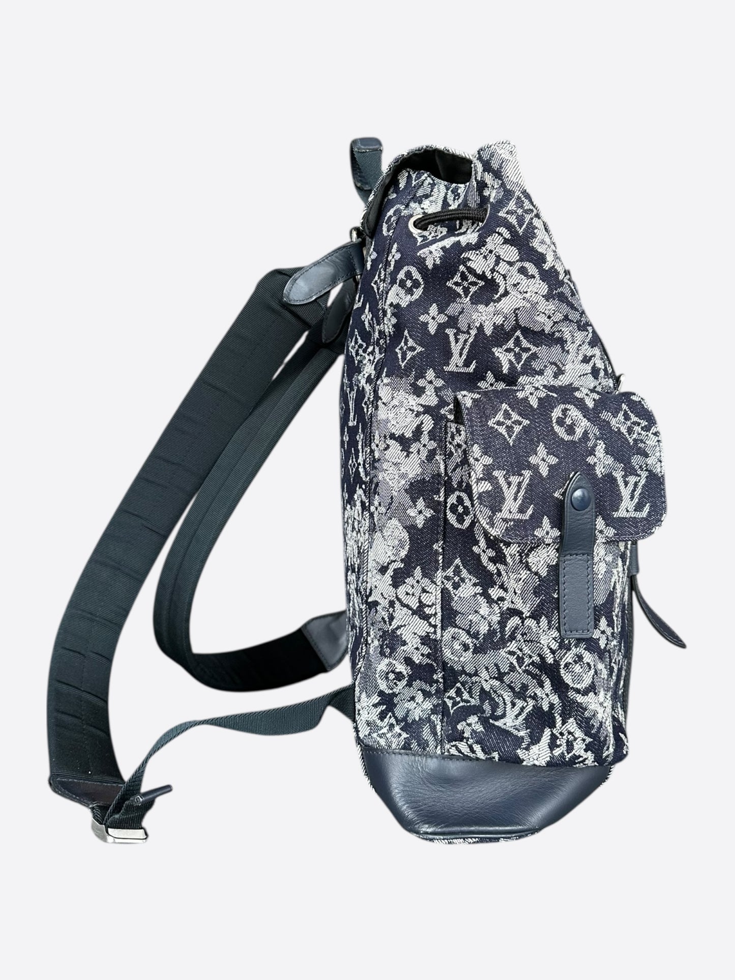 Louis Vuitton Navy Tapestry Monogram Christopher Backpack