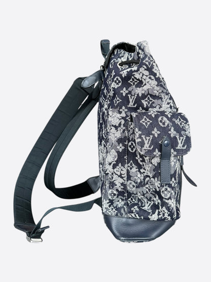 Louis Vuitton Navy Tapestry Monogram Christopher Backpack