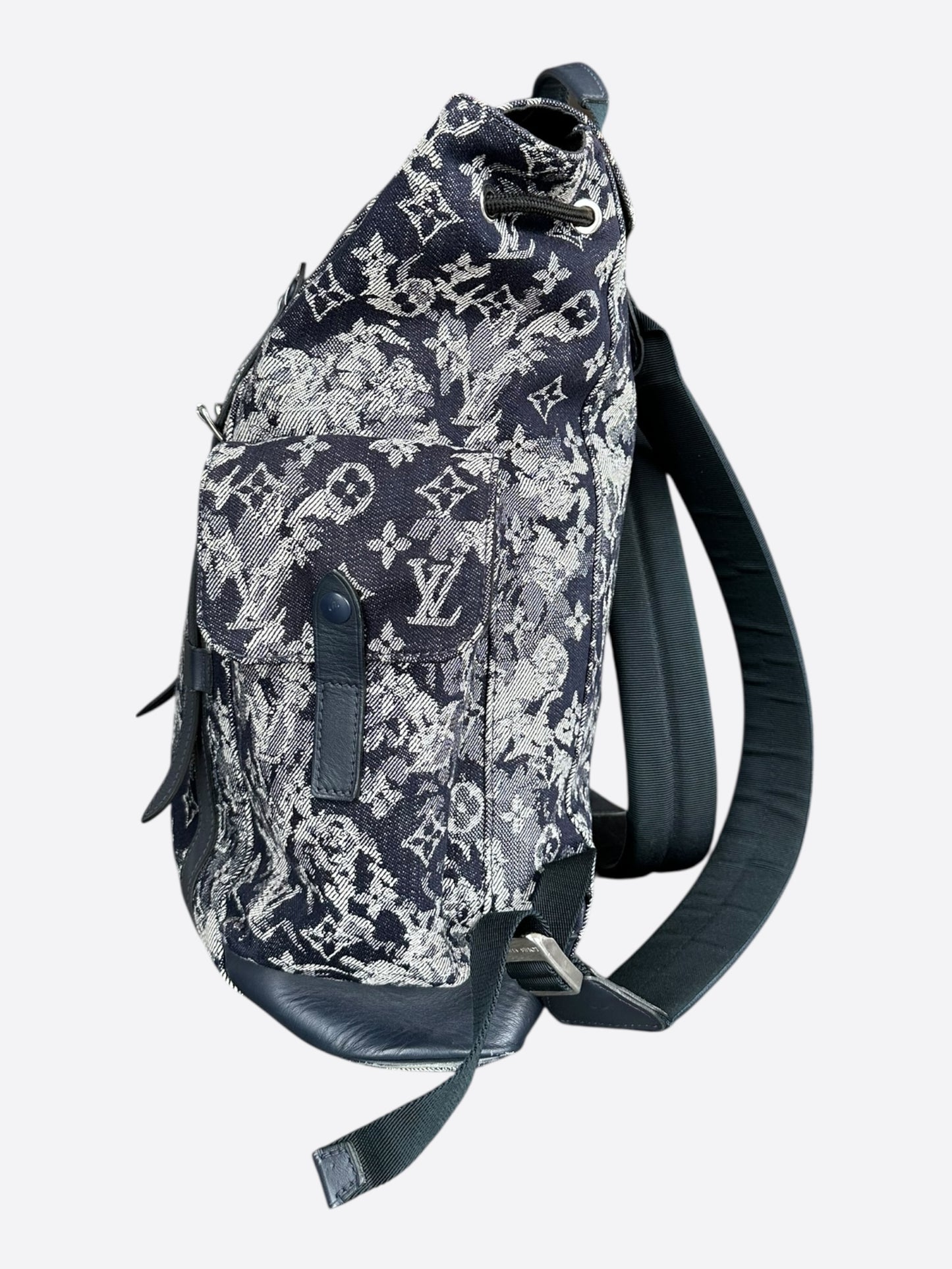Louis Vuitton Navy Tapestry Monogram Christopher Backpack