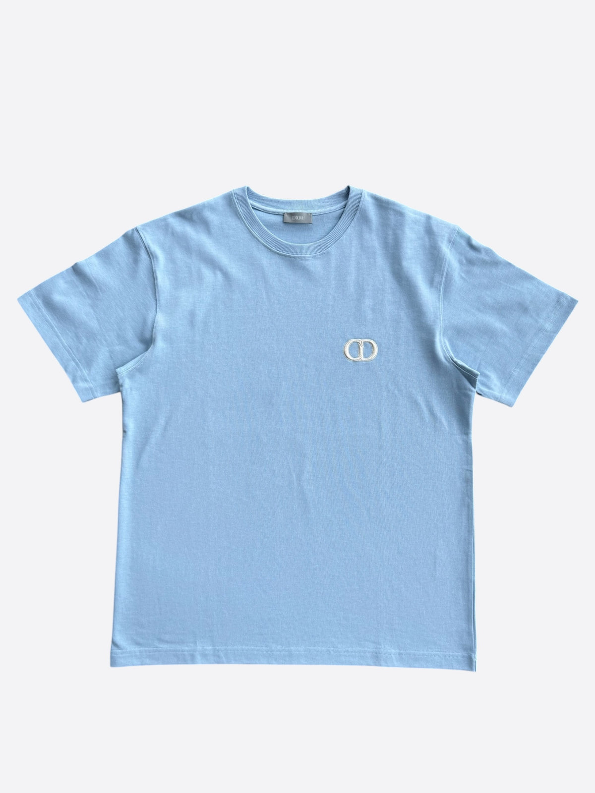 Dior Light Blue & White CD Icon Embroidered Logo T-Shirt