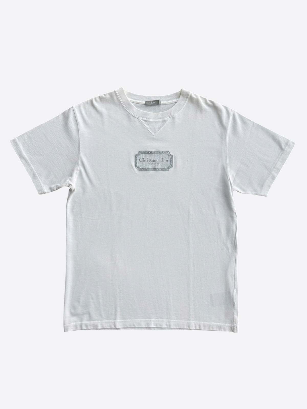 Dior White & Grey Couture Embroidered Logo T-Shirt