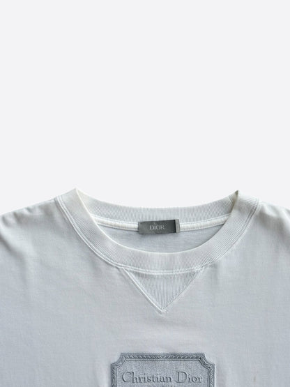 Dior White & Grey Couture Embroidered Logo T-Shirt