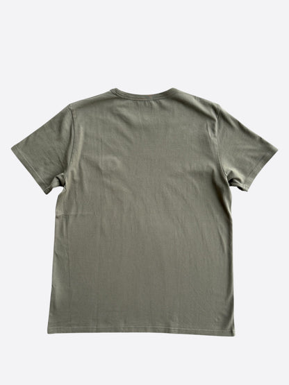 Dior Olive & White CD Icon Embroidered Logo T-Shirt