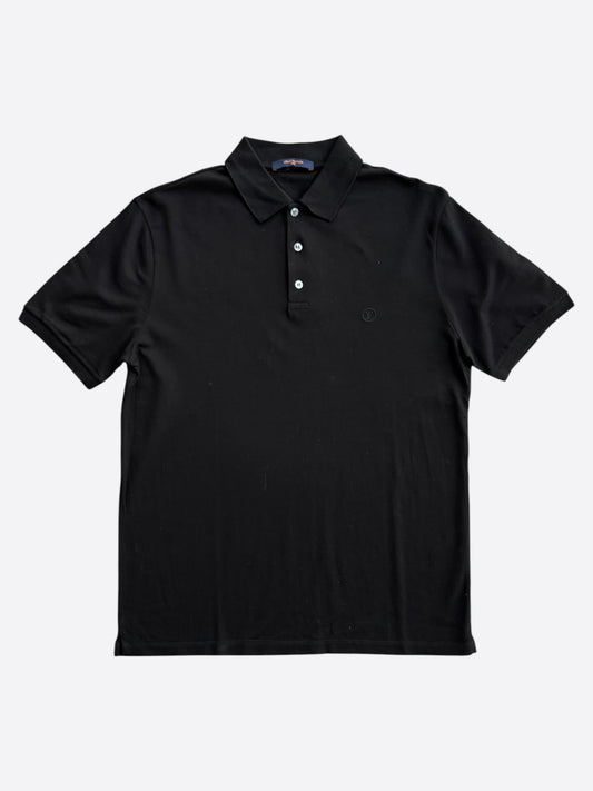 Louis Vuitton Black Embroidered Logo Polo T-Shirt