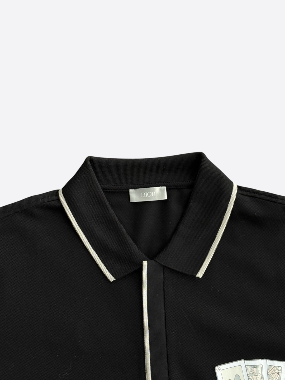 Dior Kenny Scharf Black & White Cards Logo Polo T-Shirt