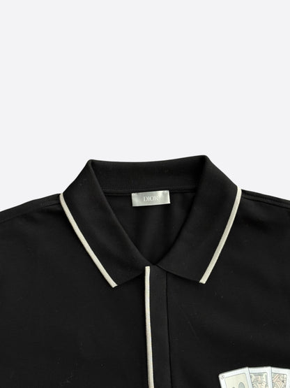 Dior Kenny Scharf Black & White Cards Logo Polo T-Shirt