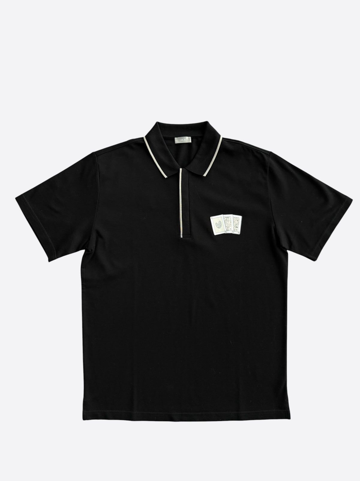 Dior Kenny Scharf Black & White Cards Logo Polo T-Shirt