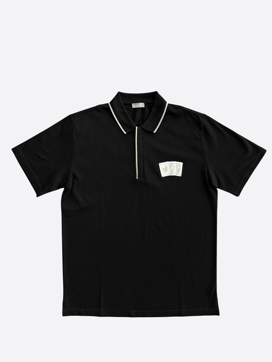 Dior Kenny Scharf Black & White Cards Logo Polo T-Shirt
