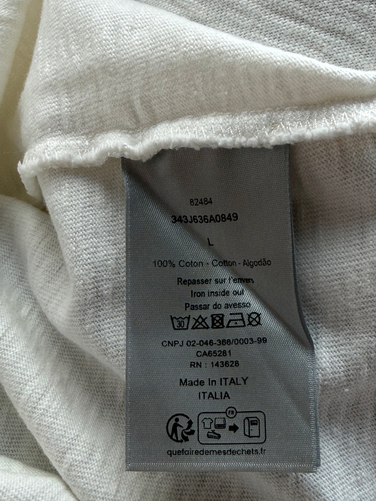 Dior White & Grey Couture Logo Distressed T-Shirt