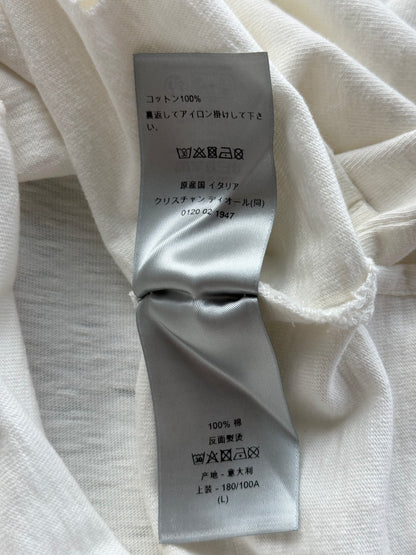 Dior White & Grey Couture Logo Distressed T-Shirt