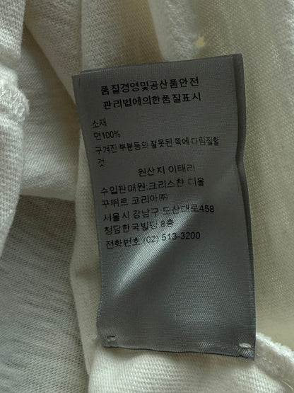 Dior White & Grey Couture Logo Distressed T-Shirt