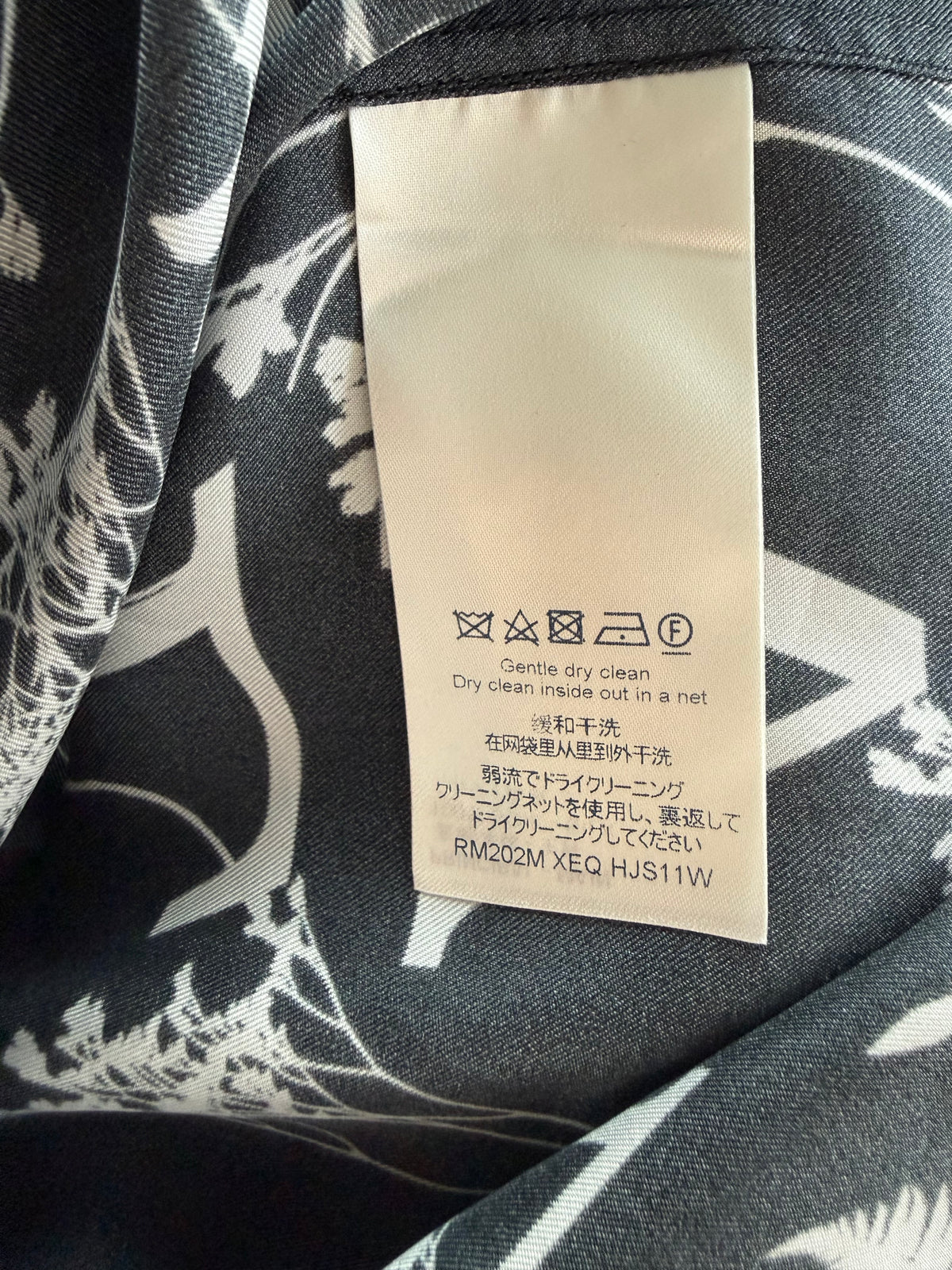 Louis Vuitton Navy & White Leaf Silk Button Up Shirt