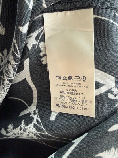 Louis Vuitton Navy & White Leaf Silk Button Up Shirt