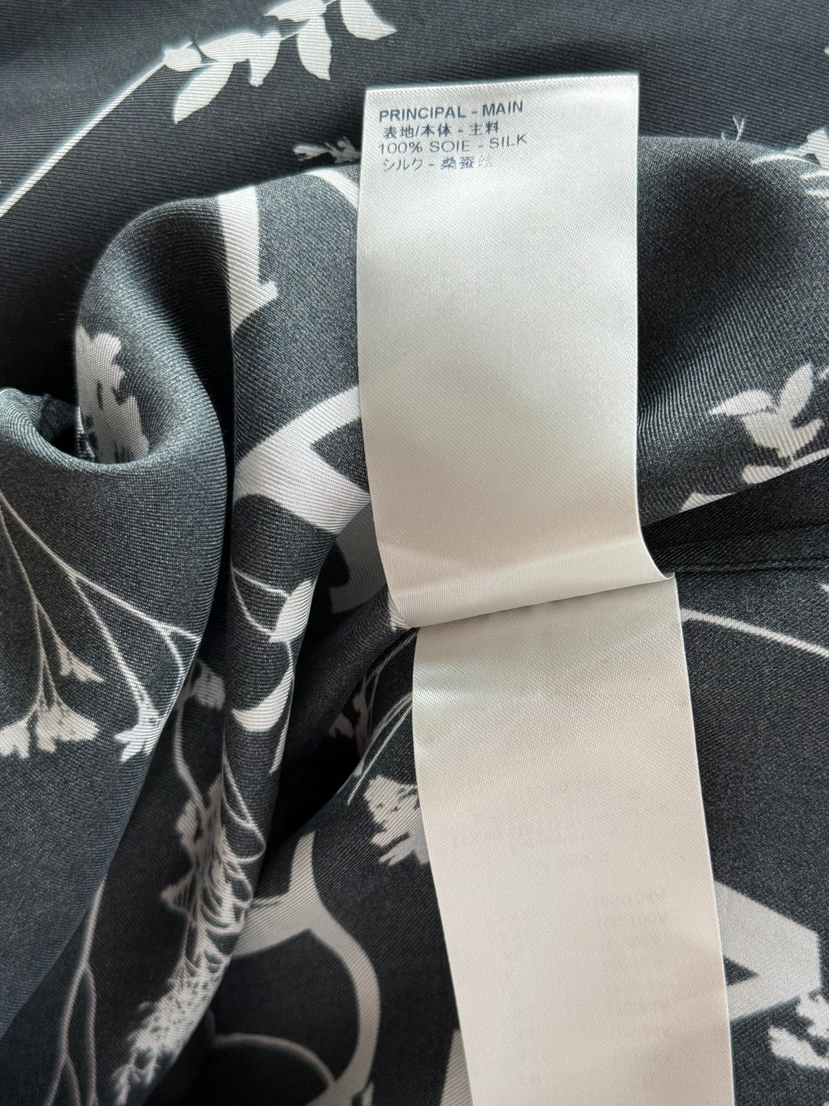 Louis Vuitton Navy & White Leaf Silk Button Up Shirt