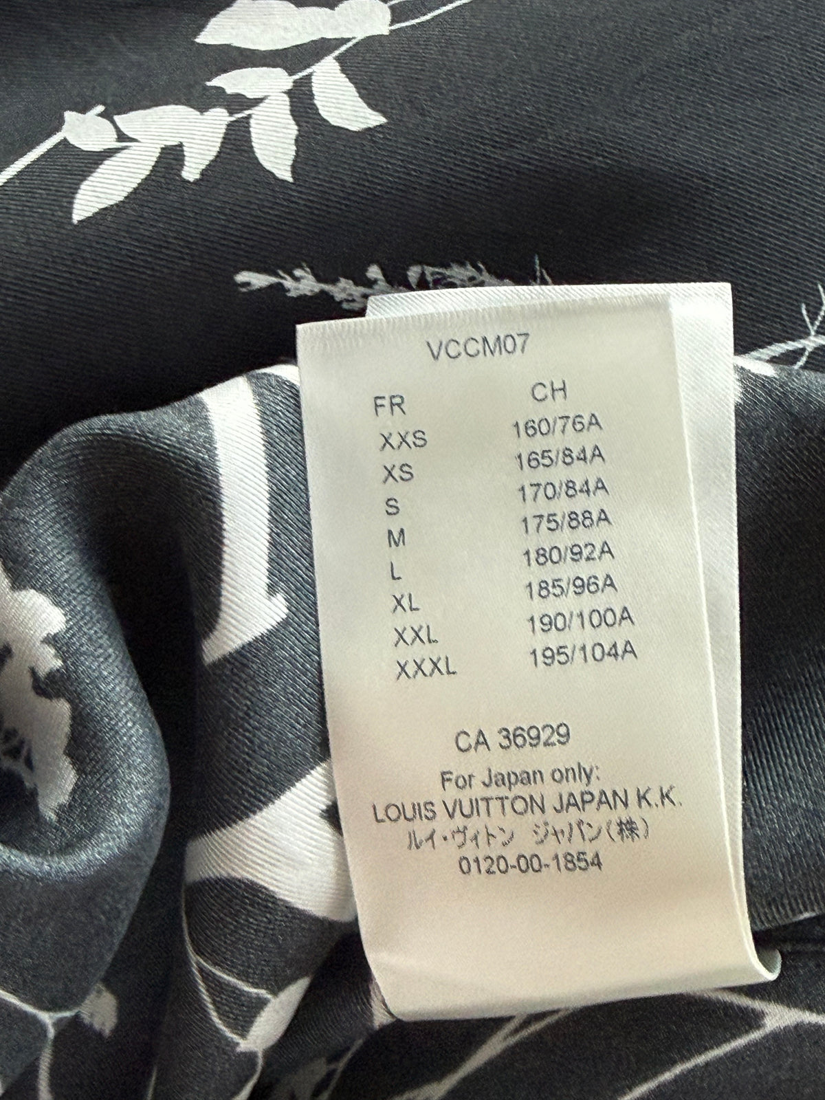 Louis Vuitton Navy & White Leaf Silk Button Up Shirt