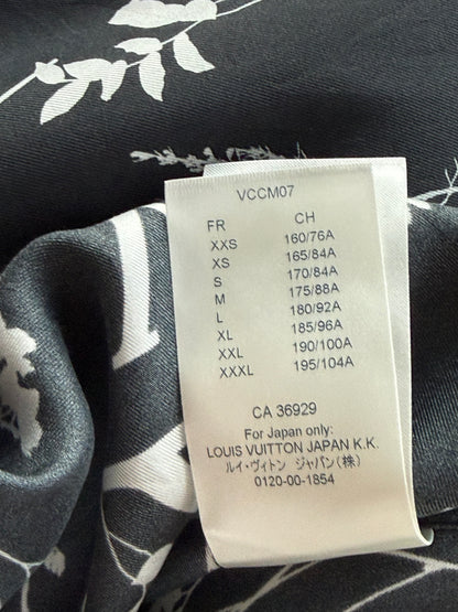 Louis Vuitton Navy & White Leaf Silk Button Up Shirt