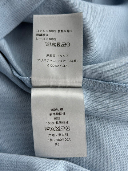 Dior Light Blue & White CD Icon Embroidered Logo T-Shirt