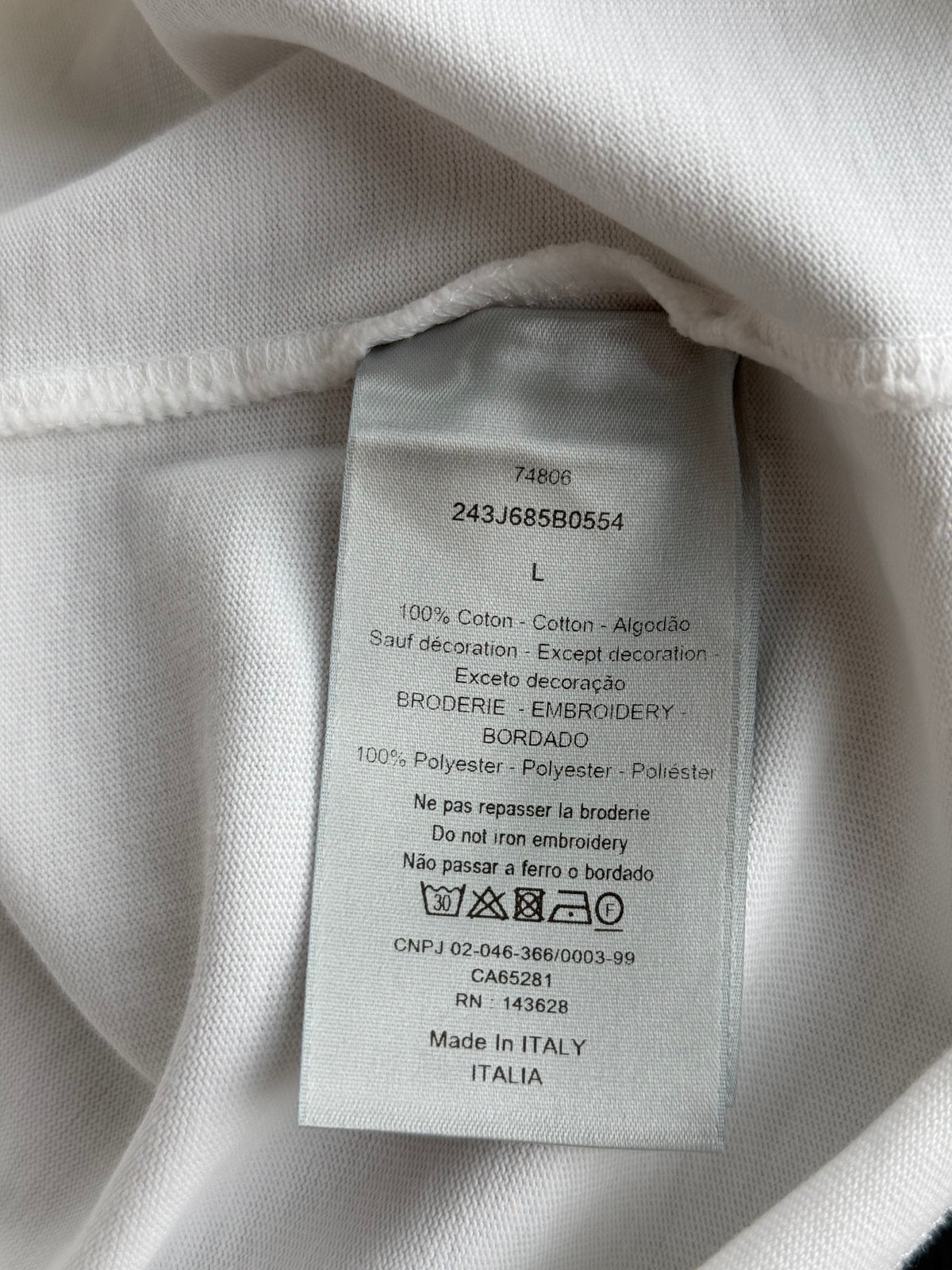Dior White & Grey Couture Embroidered Logo T-Shirt